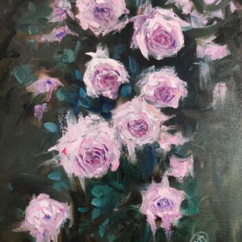 Schilderij getiteld "Garden Roses" door Aleksandra Svetlichnaya, Origineel Kunstwerk, Olie