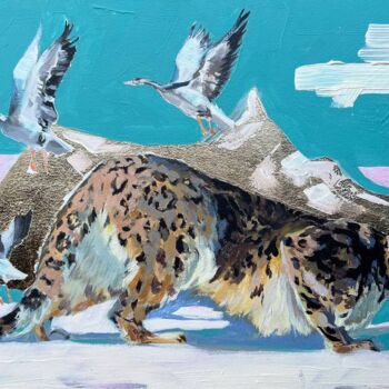 Painting titled "Snow Leopard" by Aleksandra Trush-Donchenko, Original Artwork, Acrylic