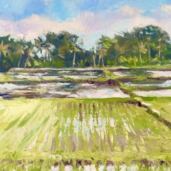 Peinture intitulée "Рисовые поля, Бали" par Aleksandra Zaika, Œuvre d'art originale, Huile Monté sur Châssis en bois