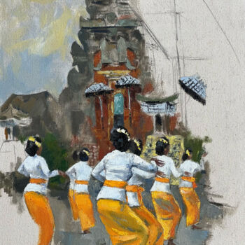 Malarstwo zatytułowany „Балийские женщины” autorstwa Aleksandra Zaika, Oryginalna praca, Olej Zamontowany na Drewniana rama…