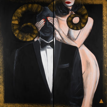 Painting titled "GENTLEMAN'S HIDE&SE…" by Aleksandra Nemet, Original Artwork, Acrylic Mounted on Wood Stretcher frame