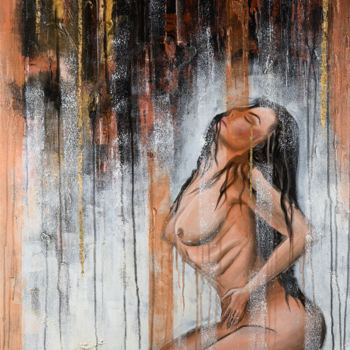 Peinture intitulée "BEHIND CLOSED EYES" par Aleksandra Nemet, Œuvre d'art originale, Acrylique Monté sur Châssis en bois