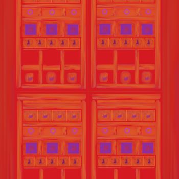 Digital Arts titled "Red-orange ornament…" by Marina Alexandrova, Original Artwork, Digital Painting