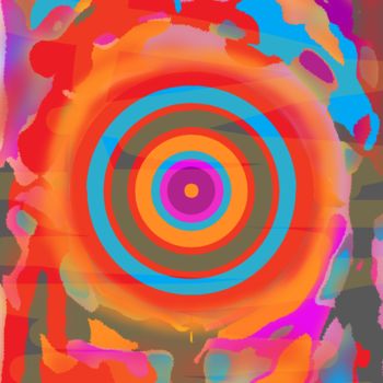 Arte digital titulada "Orange abstract-cir…" por Marina Alexandrova, Obra de arte original, Pintura Digital