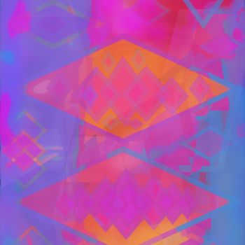 Arts numériques intitulée "Glowing pink rhombu…" par Marina Alexandrova, Œuvre d'art originale, Peinture numérique