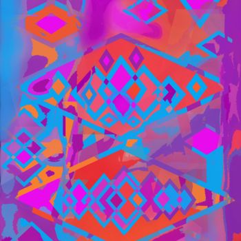 Digital Arts titled "Turquoise rhombuses" by Marina Alexandrova, Original Artwork, 2D Digital Work