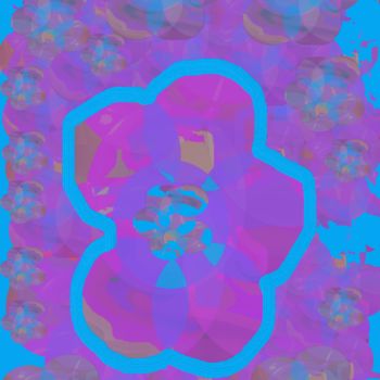 Digital Arts titled "Turquoise floral ka…" by Marina Alexandrova, Original Artwork, Digital Painting