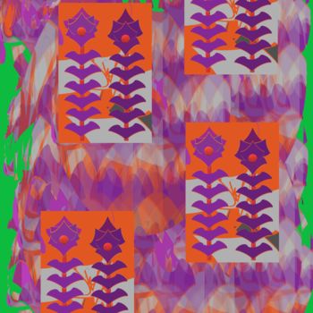 Digital Arts titled "Pattern of purple f…" by Marina Alexandrova, Original Artwork, Digital Painting