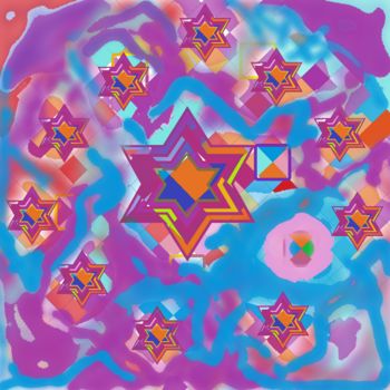 Artes digitais intitulada "Multicolor lilac st…" por Marina Alexandrova, Obras de arte originais, Pintura digital