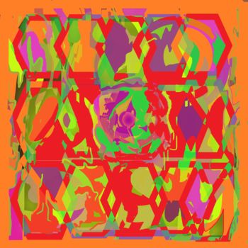 Digital Arts titled "Bright orange-red k…" by Marina Alexandrova, Original Artwork, Digital Painting
