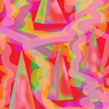 Digitale Kunst mit dem Titel "Pyramids on the fie…" von Marina Alexandrova, Original-Kunstwerk, Digitale Malerei