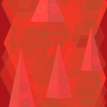 Digital Arts titled "Red pyramid in the…" by Marina Alexandrova, Original Artwork, Digital Painting