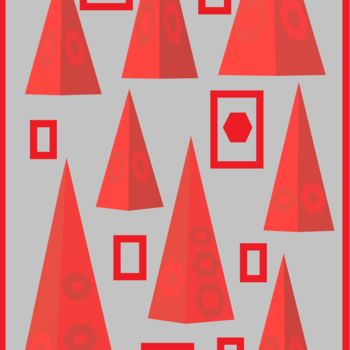 Digital Arts titled "Red pyramids and re…" by Marina Alexandrova, Original Artwork, Digital Painting