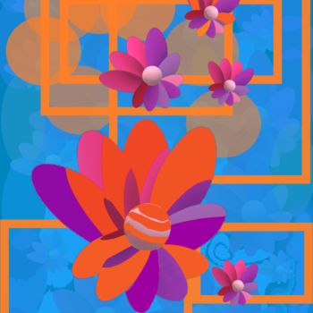 Digital Arts titled "Flowers and sunbeams" by Marina Alexandrova, Original Artwork, Digital Painting