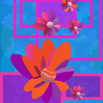 Artes digitais intitulada "Flowers and pink-pu…" por Marina Alexandrova, Obras de arte originais, Pintura digital