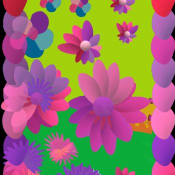 Digital Arts titled "Asters and daisies…" by Marina Alexandrova, Original Artwork, Digital Painting