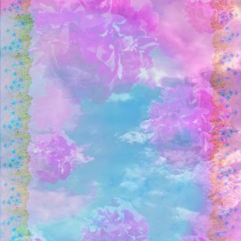 Digitale Kunst mit dem Titel "Flying peonies" von Marina Alexandrova, Original-Kunstwerk, 2D digitale Arbeit