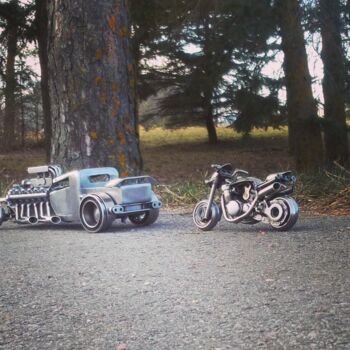 Photographie intitulée "Bike&car in park" par Aleksei Antonjuk, Œuvre d'art originale, Photographie numérique