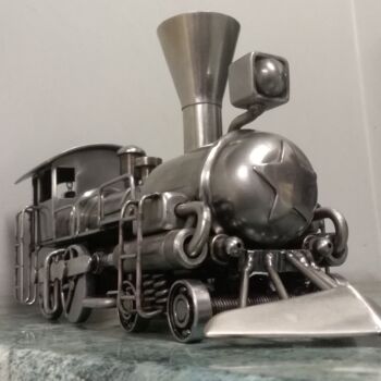 Sculpture titled "Locomotive" by Aleksei Antonjuk, Original Artwork, Metals