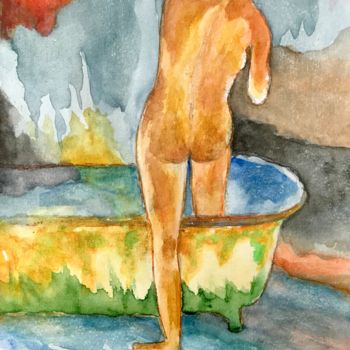 Dessin intitulée "Sketch. Nude#1" par Aleksej Grishkovec, Œuvre d'art originale, Aquarelle