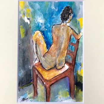 Dessin intitulée "Sketch. Nude#5" par Aleksej Grishkovec, Œuvre d'art originale, Aquarelle