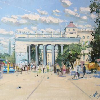 Painting titled "Лето в Парке Горько…" by Aleksey Korabelnikov, Original Artwork, Acrylic