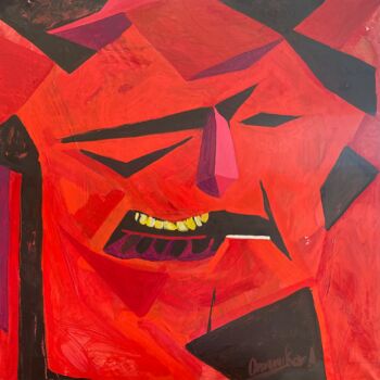 Картина под названием "Красная рожа" - Aleksey Ovsyannikov, Подлинное произведение искусства, Масло