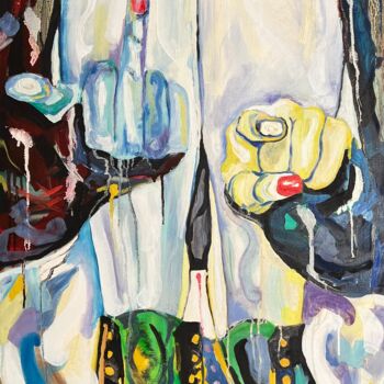 Картина под названием "Загадочный жест" - Aleksey Ovsyannikov, Подлинное произведение искусства, Масло Установлен на Деревян…