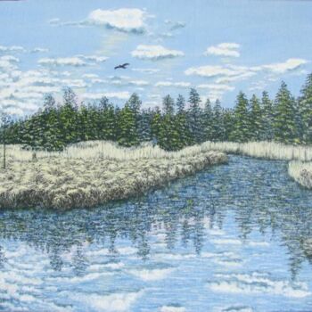 Картина под названием "Весна у пруда" - Алексей Соловьев, Подлинное произведение искусства