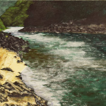Painting titled "Sava river" by Aleks P, Original Artwork, Acrylic