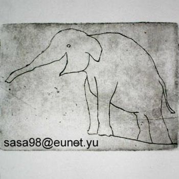 Tekening getiteld "Elephant" door Aleksandar Srb, Origineel Kunstwerk