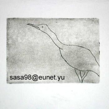 Drawing titled "Heron" by Aleksandar Srb, Original Artwork