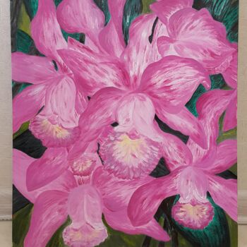 Painting titled "Вечерняя Орхидея" by Alena A, Original Artwork, Oil