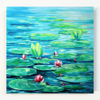 Painting titled "Le jardin d'eau" by Alena Dulina, Original Artwork, Oil