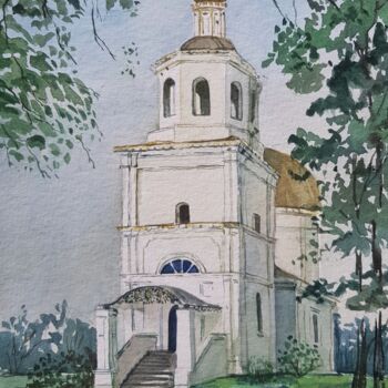 Painting titled "Тишина" by Alena Karpowa, Original Artwork, Watercolor