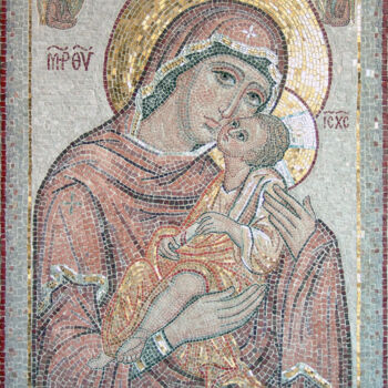 Картина под названием "Icon of Our Lady of…" - Alena Masterkova, Подлинное произведение искусства, Мозаика