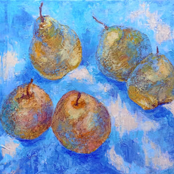 Painting titled "Pears" by Alena Masterkova, Original Artwork, Acrylic Mounted on Wood Stretcher frame