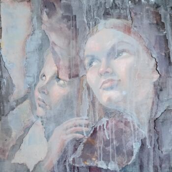 Schilderij getiteld "Upwards" door Alena Masterkova, Origineel Kunstwerk, Acryl Gemonteerd op Frame voor houten brancard