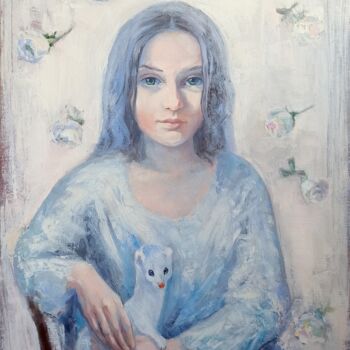 Painting titled "Wild Tenderness" by Alena Masterkova, Original Artwork, Oil Mounted on Wood Stretcher frame