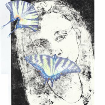 Printmaking titled "Girls-Butterflies 1" by Alena Masterkova, Original Artwork, Monotype