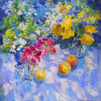 Pittura intitolato "Flowers of August" da Alena Masterkova, Opera d'arte originale, Olio Montato su Telaio per barella in le…