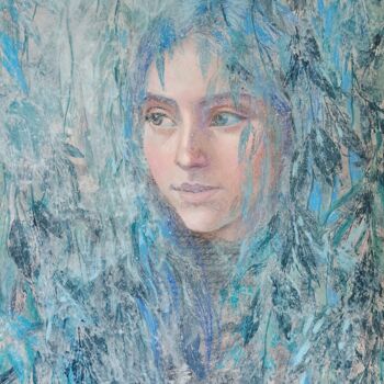 Pittura intitolato "Blue Green Willow" da Alena Masterkova, Opera d'arte originale, Acrilico