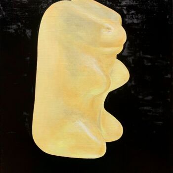 Painting titled "Haribo pineapple" by Alena Priadun, Original Artwork, Oil Mounted on Wood Stretcher frame