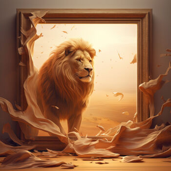 Digital Arts titled "Lion" by Alena Ps, Original Artwork, Digital Collage