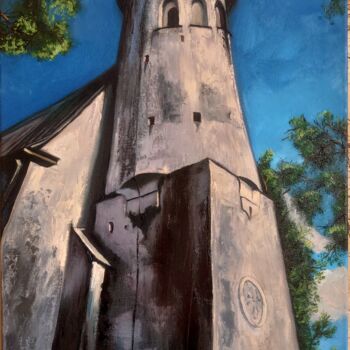 Malarstwo zatytułowany „Lüganuse kirik” autorstwa Alena Ptsjolko (Fox), Oryginalna praca, Olej Zamontowany na Drewniana rama…