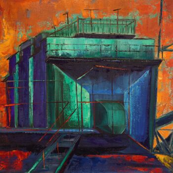 Painting titled "Industrial landscap…" by Alena Ptsjolko (Fox), Original Artwork, Oil