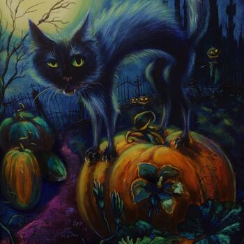 Painting titled "Dark October Fairy" by Alena Ptsjolko (Fox), Original Artwork, Oil