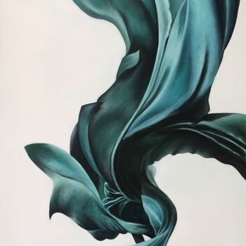 Malarstwo zatytułowany „Emerald turquoise” autorstwa Alena Sakalova, Oryginalna praca, Olej Zamontowany na Drewniana rama no…
