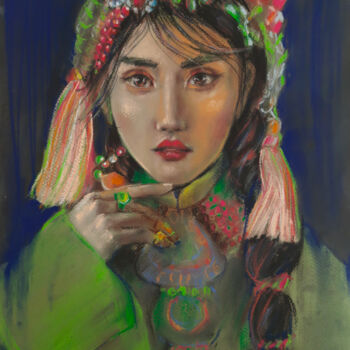 Dessin intitulée "tradition" par Alena Volkava, Œuvre d'art originale, Pastel