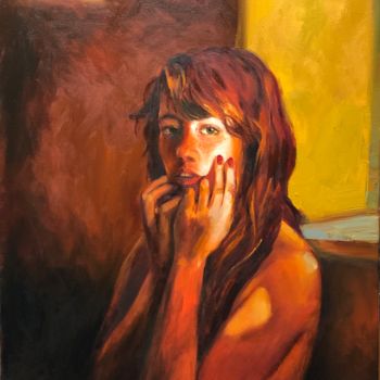 Painting titled "Sunlit" by Alyona Voronenko, Original Artwork, Oil Mounted on Wood Stretcher frame